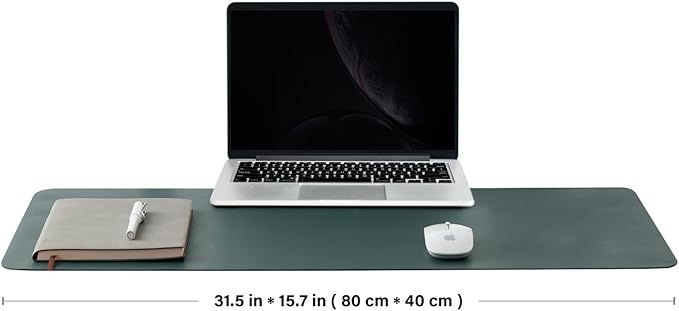 Leather Desk Mat - Non-Slip PU Desk Pad for Office and Home - Desk Organization and Accessories - Ideal for Large Mouse Pad and Desk Mats on Top of Desks (Dark Green,31.5"x 15.7")