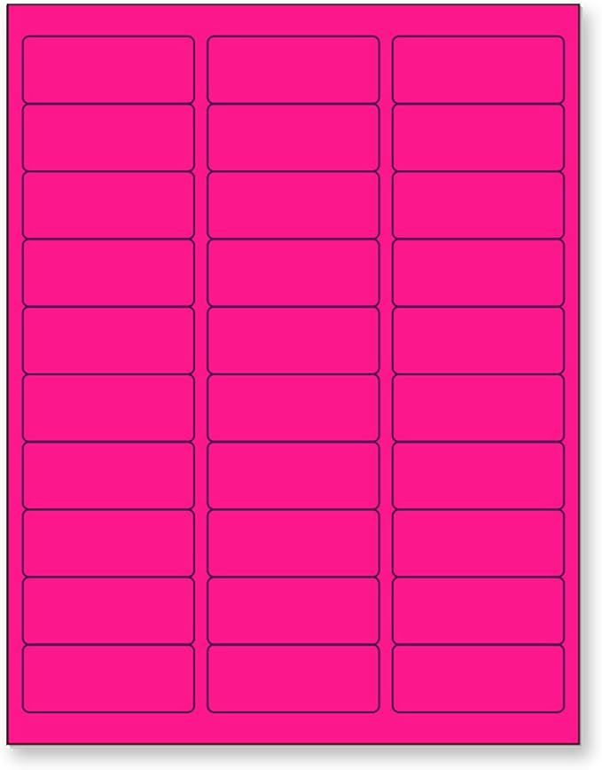 NextDayLabels - 8-1/2 x 11" Neon Color High Light Fluorescent Labels for Laser & Inkjet Printer (Pink Fluorescent, 1" x 2-5/8" - 30 Per Page | 1500 Labels)