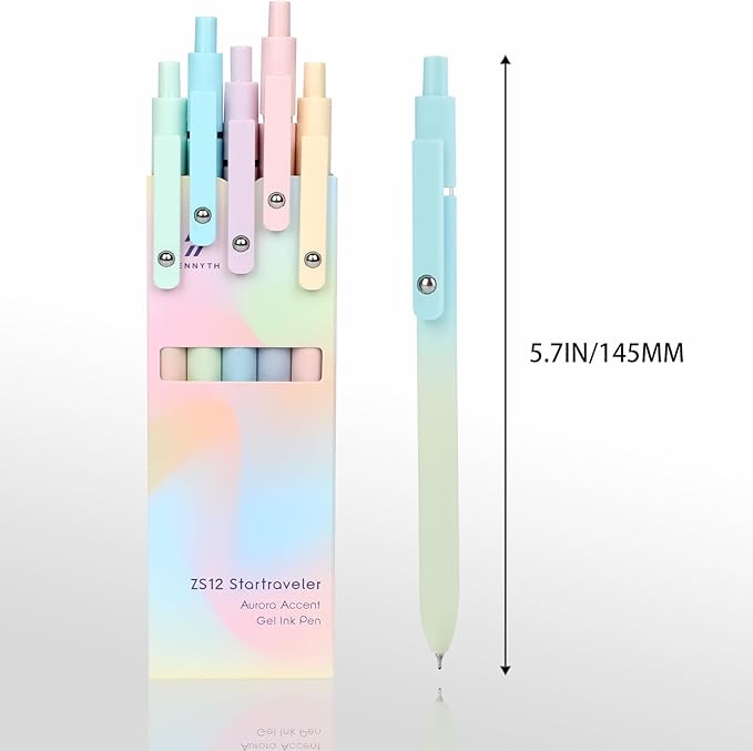 Ddaowanx Gel Pens, 10 Pcs 0.7mm Quick Dry Black Ink Pens Fine Point Smooth Writing Pens, Cute Office School Supplies Gifts for Women (10 Pcs Gradient-Black Ink)