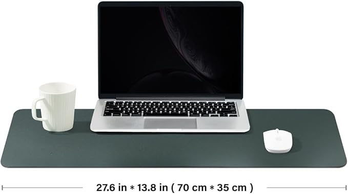 Leather Desk Mat - Non-Slip PU Desk Pad for Office and Home - Desk Organization and Accessories - Ideal for Large Mouse Pad and Desk Mats on Top of Desks (Dark Green,27.6"x 13.8")
