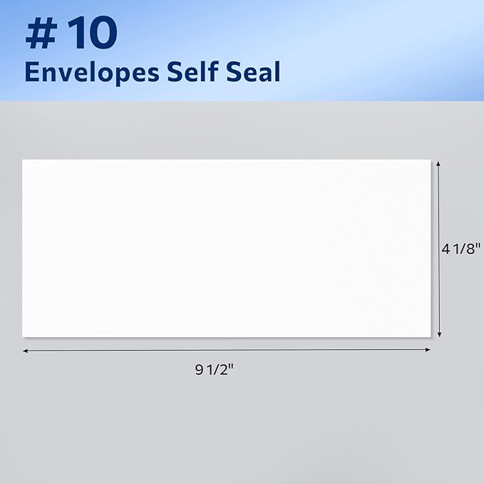SUNEE Envelopes Self Seal #10 Windowless Mailing Business Envelopes 500 Pack, 4-1/8 x 9-1/2 inch - White Letter Size Envelopes - 24LB - Secure & Printer Compatible for Letters, Checks, Mailings