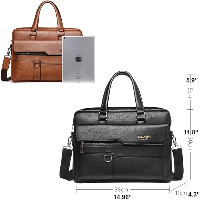 Mens Messenger Bag Leather 15.6 Inches Laptop Briefcase Large Laptop Bag Satchel Crossbody Bag