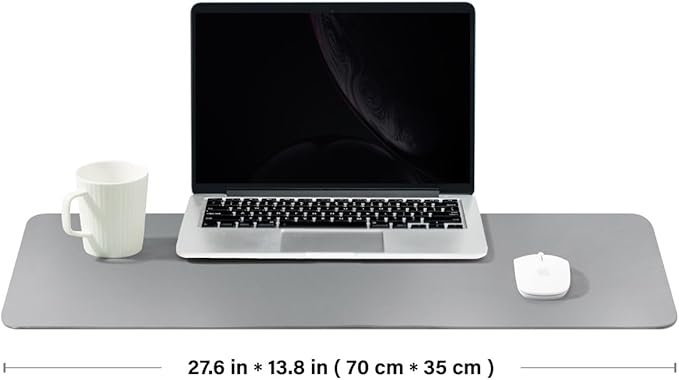 Leather Desk Mat - Non-Slip PU Desk Pad for Office and Home - Desk Organization and Accessories - Ideal for Large Mouse Pad and Desk Mats on Top of Desks (Dark Gray,27.6"x 13.8")