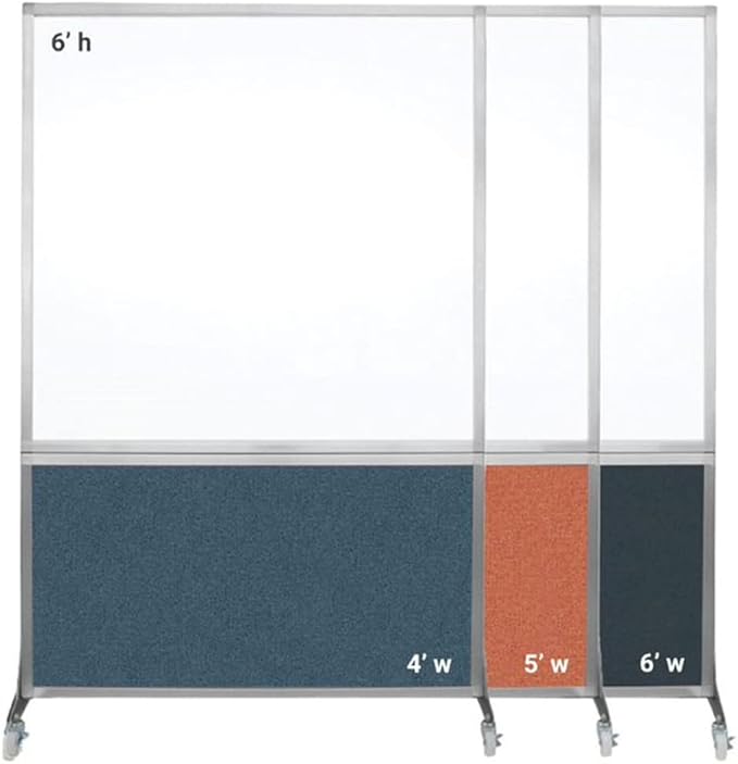 DivideWrite Mobile Whiteboard | Double Sided Dry Erase Board | Portable Office Cubicle Partition | Display for Classrooms, Conference Rooms, Meeting Areas and More | Red Fabric 4' Wide X 6' Tall