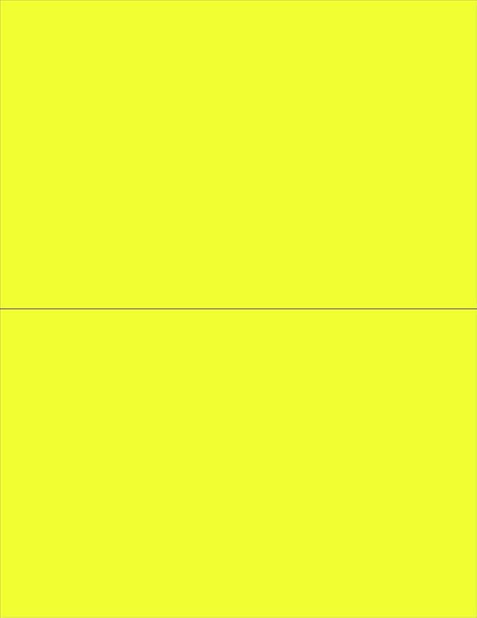 NextDayLabels - 8-1/2 x 11 Neon Color High Light Fluorescent Labels for Laser & Inkjet Printer (Yellow Fluorescent, 8-1/2" x 5-1/2" - 2 Per Page | 50 Labels)