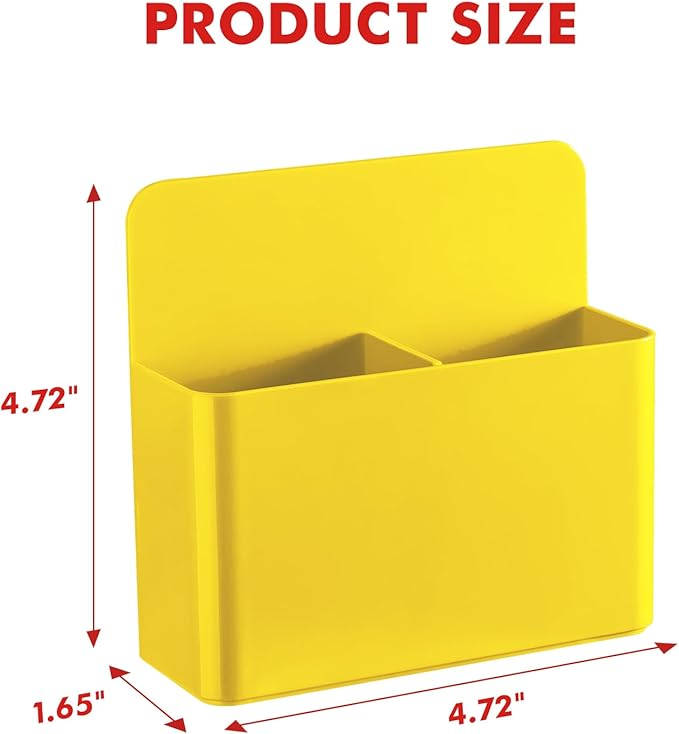 BEYGORM 2 Pack Plastic Magnetic Pen Holder for Refrigerator, Dry Erase Marker Holder for Whiteboard，Magnet School Locker Organizer Accessories, Pencil Cup, Pen Caddy, Classroom Organization(Yellow)