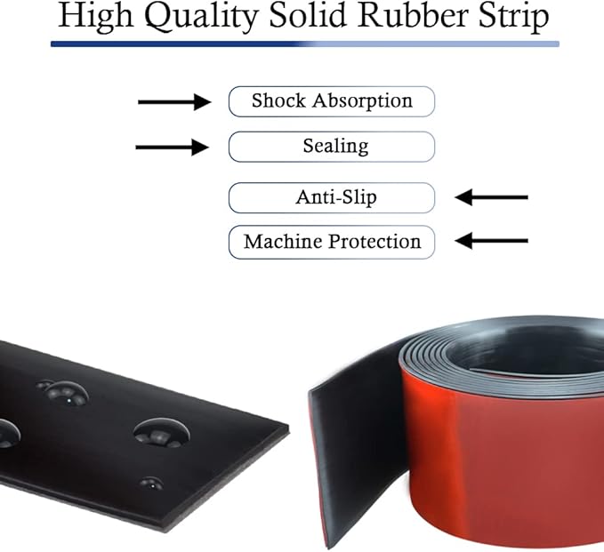 Neoprene Rubber Strips Self Adhesive Solid Rubber Sheets, Rolls & Strips for DIY Gaskets Crafts Pads Seals Warehouse Flooring Rubber Strip with Adhesive Backing (3” Wide x 1/5" Thick x 10' Long)