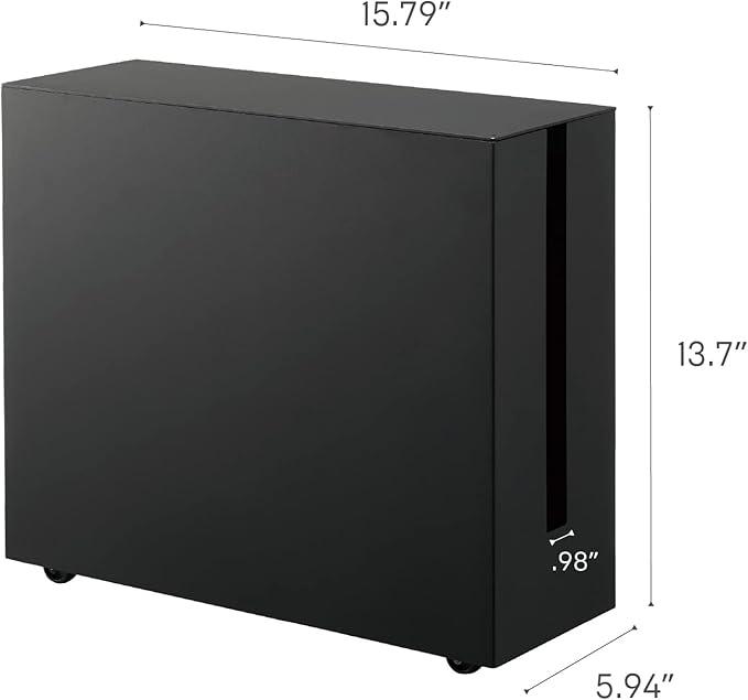 Yamazaki Home Rolling Cable Management Cord Power Strip/Surge Protector Storage Organizer for office or Bedroom Steel One Size Black