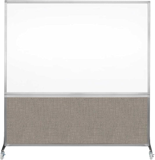 DivideWrite Mobile Whiteboard | Double Sided Dry Erase Board | Portable Office Cubicle Partition | Display for Classrooms, Conference Rooms, Meeting Areas and More | Warm Pebble 6' Wide x 6' Tall