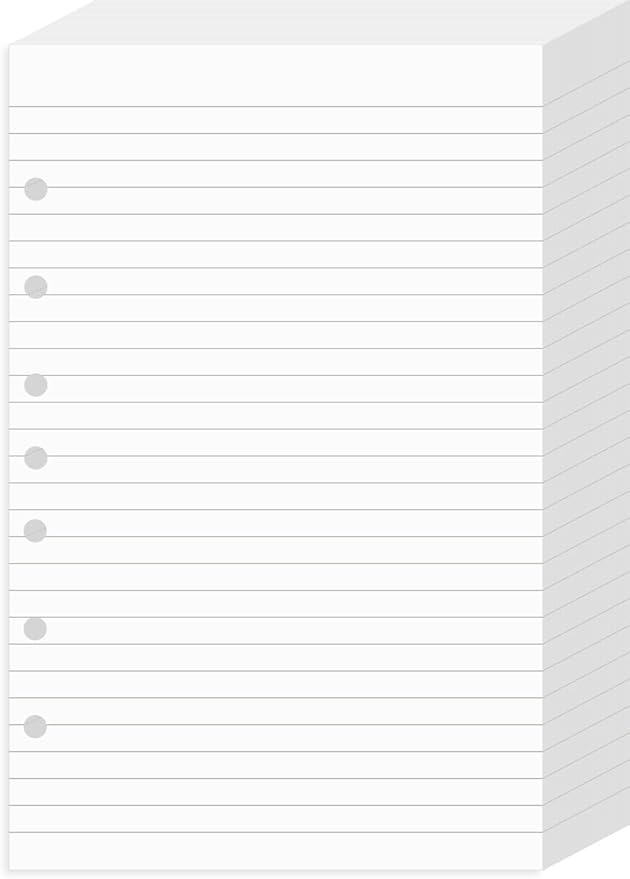 Lind Filler Paper for 3-Ring or 7-Ring Mini Binders 5.5"x8.5", 300 Sheets, 7-Hole, White