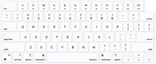 MOSISO Keyboard Cover Skin Compatible with MacBook Air 15 inch M3 A3114 M2 A2941/Air 13.6 A3113 A2681/Pro 14/16 M4 M3 M2 M1, White