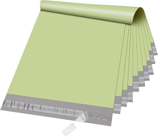 Metronic Poly Mailers 10X13 100PC, Sturdy Shipping Bags for Small Business, Waterproof Mailers Poly Bags, Strong Adhesive Shipping Envelopes for Clothing, Efficient Mailing Envelopes in Avocado Green