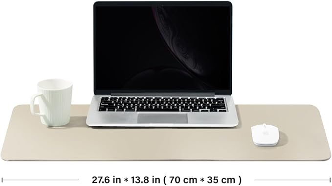 Leather Desk Mat - Non-Slip PU Desk Pad for Office and Home - Desk Organization and Accessories - Ideal for Large Mouse Pad and Desk Mats on Top of Desks (Beige,27.6"x 13.8")