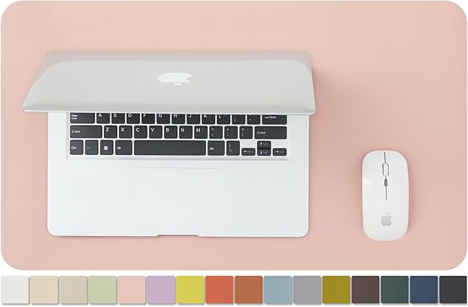 Leather Desk Mat - Small Non-Slip PU Desk Pad for Office and Home - Desk Organization and Accessories - Ideal for Large Mouse Pad and Small Desk Mats on Top of Desks (Pink,23.6"x 13.8")