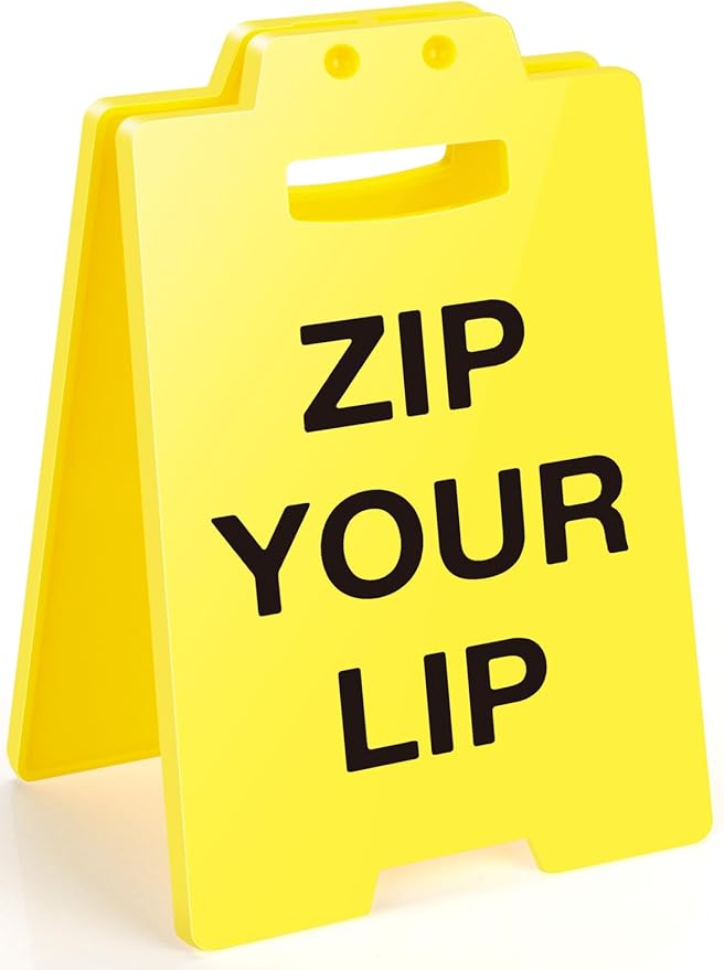 MBL Funny Office Desk Sign - Zip Your Lip, Fun Gag Gift for Women Men Coworkers Teammate Employee Boss Office Desk Sign Cubicle Decor for Christmas White Elephant Gifts Under 10 Dollar