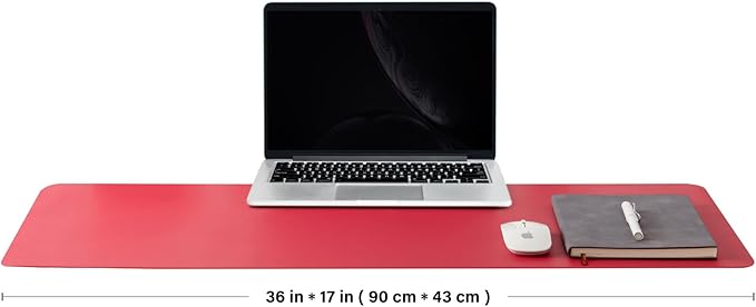Leather Desk Mat - Non-Slip PU Desk Pad for Office and Home - Desk Organization and Accessories - Ideal for Large Mouse Pad and Desk Mats on Top of Desks (Rose Red,36"x 17")