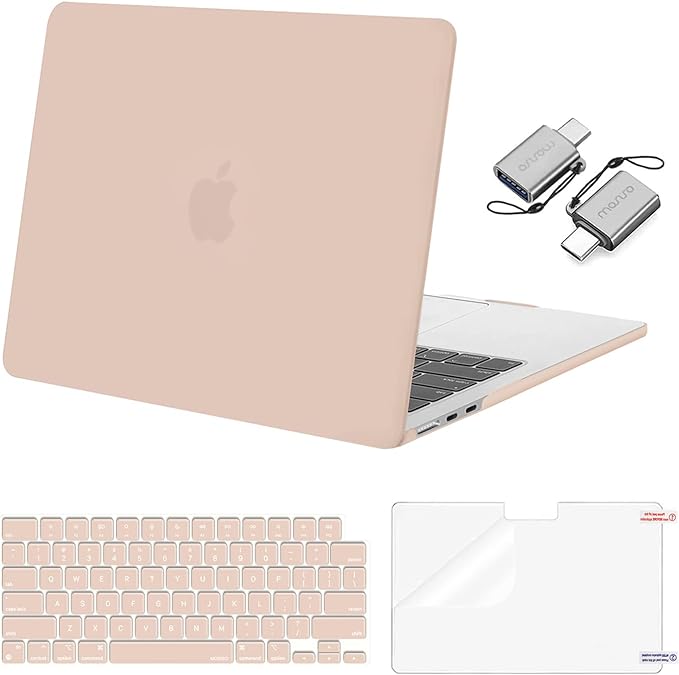 MOSISO Compatible with MacBook Air 13 inch Case 2025 2024 2023 2022 M4 A3240 M3 A3113 M2 A2681, Plastic Hard Shell&Keyboard Cover&Screen Film&Type C for MacBook Air 13.6 inch Case, Camel