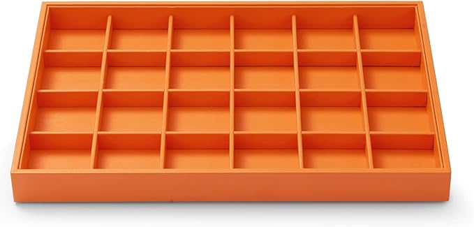 Oirlv Luxury Leather Ring Tray 24 Grid Jewelry Drawer Organizer Stackable Jewelry Trays Ring Earring Storage
