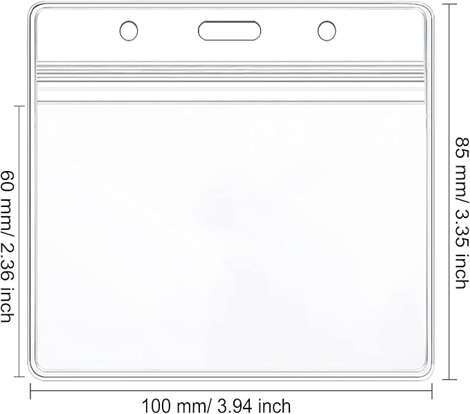 100 Pcs Clear Badge Holder Horizontal ID Card Holder Waterproof Plastic Card Name Badge Holder for Office, School, Conference