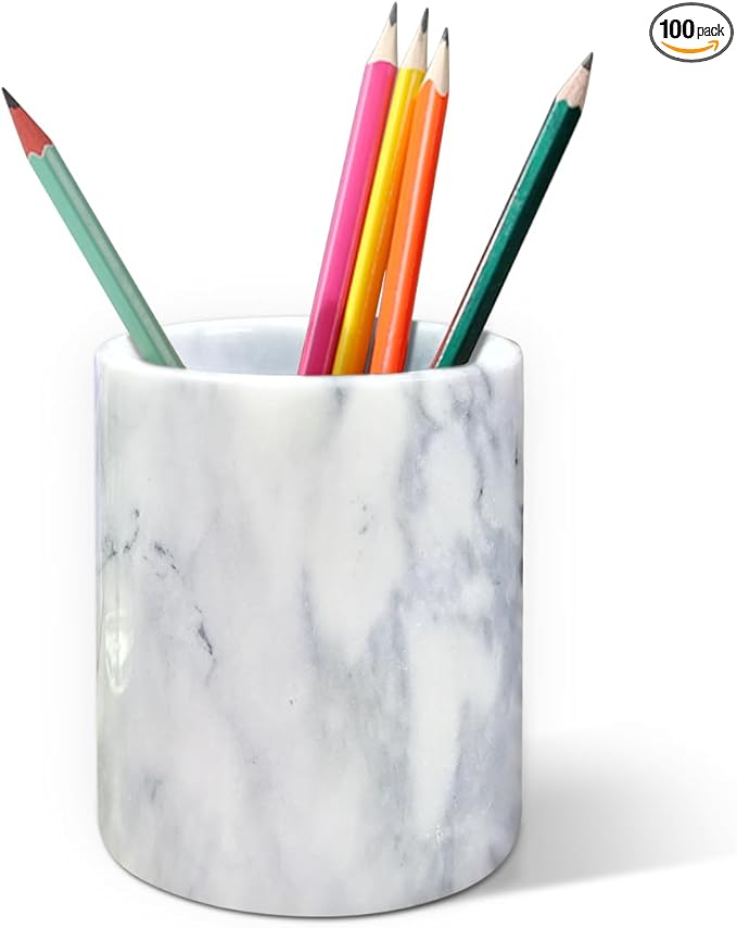 Marble Pencil Pen Holder for Desk,Makeup Brush Holder, Stand for Desk Marble Pattern Pencil Cup for Kids Durable Organizer Ideal Gift for Home, Office(gray).