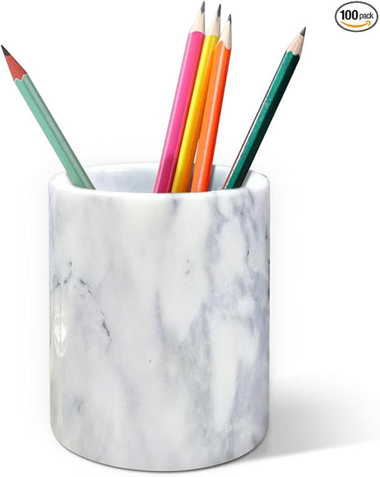 Marble Pencil Pen Holder for Desk,Makeup Brush Holder, Stand for Desk Marble Pattern Pencil Cup for Kids Durable Organizer Ideal Gift for Home, Office(gray).