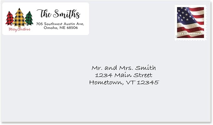 Personalized Christmas Return Address Labels - Custom Holiday Return Address Labels, Set of 120 Self Adhesive Mailing Rectangle Personalized Name Stickers (Pattern 4)