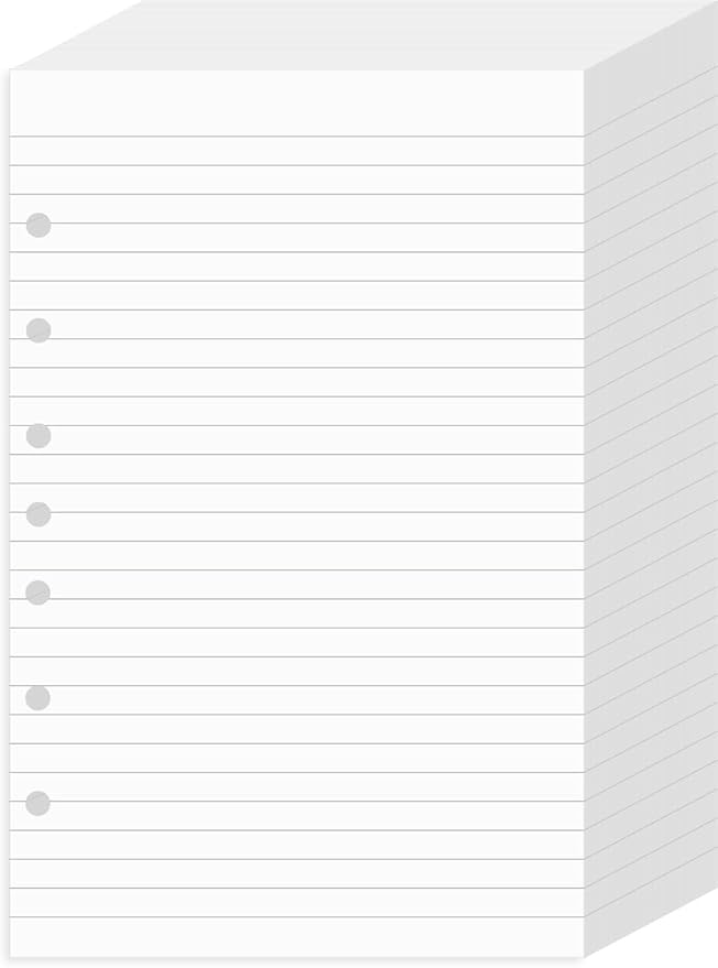 Lind Filler Paper for Mini Binder 5.5"x8.5", 500 Sheets, 7-Hole, White