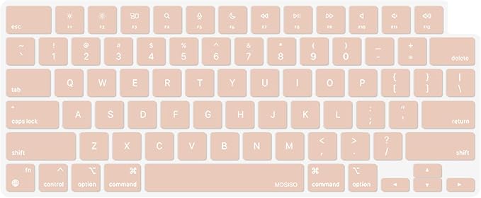 MOSISO Keyboard Cover Skin Compatible with MacBook Air 15 inch M3 A3114 M2 A2941/Air 13.6 A3113 A2681/Pro 14/16 M4 M3 M2 M1, Camel