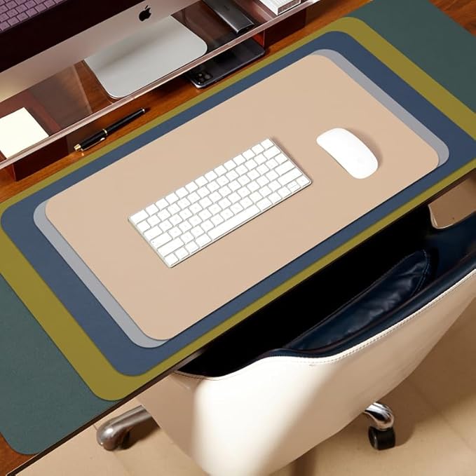 Leather Desk Mat - Non-Slip PU Desk Pad for Office and Home - Desk Organization and Accessories - Ideal for Large Mouse Pad and Desk Mats on Top of Desks (White,31.5"x 15.7")