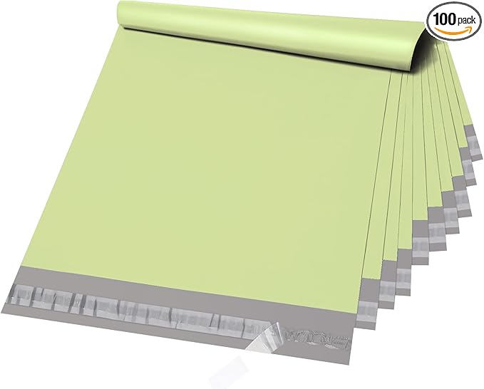 Metronic Poly Mailers 14.5X19 100PC, Strong Adhesive Shipping Bags for Clothing, Waterproof and Tear-Proof Shipping Envelopes, Packaging Bags Mailers Poly Bags, Avocado Green