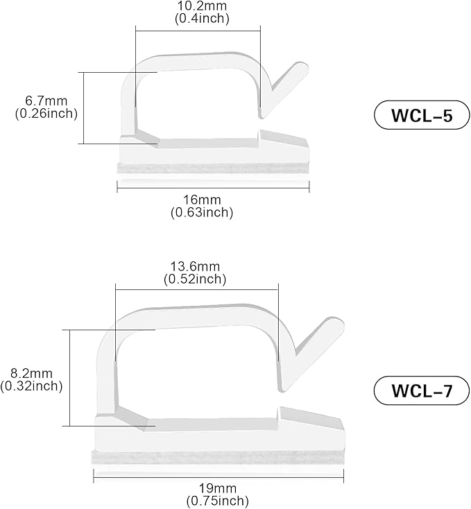 XHF 5/8” Adhesive Cord Clips White 60pcs, Cable Management Staples for Under Desk, Car, Wall, TV, PC, Ethernet