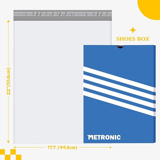 Metronic Poly Mailers 17.7x22 500Pack, Large Shipping Bags for Clothes Bulk,Strong Self Adhesive Shipping Envelopes for Small Business,Waterproof Mailing Envelopes Bulk for Packaging White