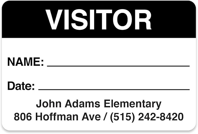 Personalized Black and White Visitor Pass Stickers / 500 Custom Name ID Guest Labels / 2" x 3" Safety School Hospital Business Office Identification Badge Sticker