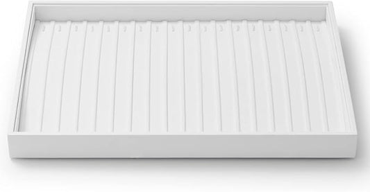 Oirlv Premium White Leather Stackable Jewelry Tray 18 Gird Necklace Bracelet Organizer Showcase Necklace Display Tray