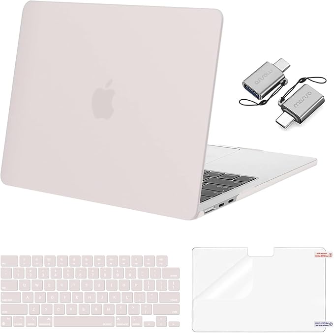 MOSISO Compatible with MacBook Air 13 inch Case 2025 2024 2023 2022 M4 A3240 M3 A3113 M2 A2681, Plastic Hard Shell&Keyboard Cover&Screen Film&Type C for MacBook Air 13.6 inch Case, Stone Gray