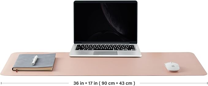 Leather Desk Mat - Non-Slip PU Pad for Office & Home - Organization Accessory - Ideal for Large Mouse Pad & Desk Mat (Pink, 36"x 17")
