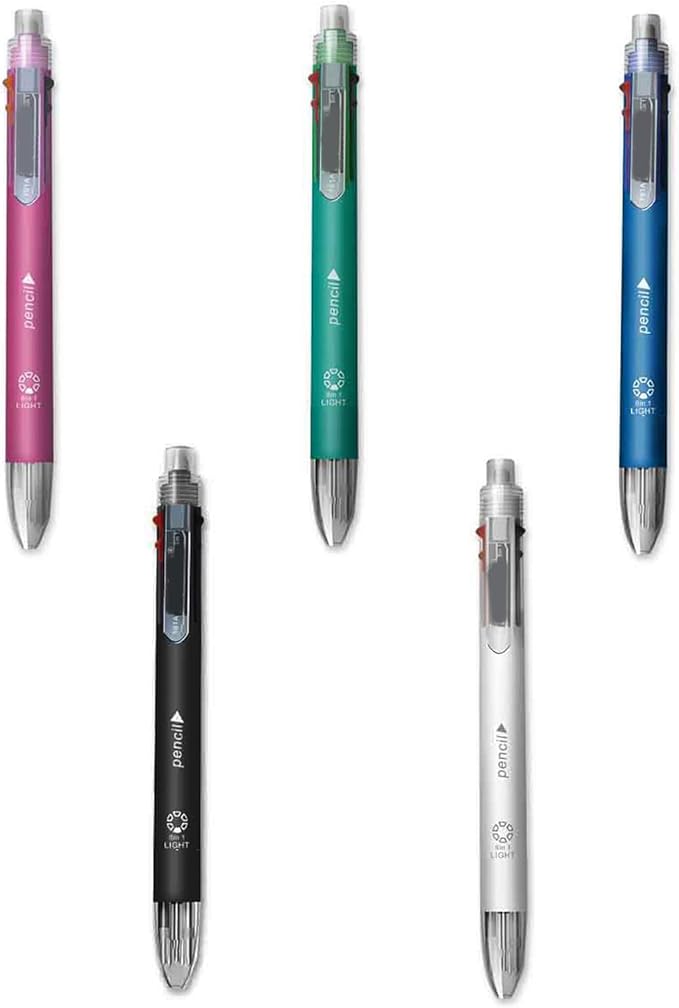 Multifunctional Mechanical Pencil 5 Color-in-1 Ballpoint Pen Retractable Multicolor Ballpoint For Student Teacher Erasable