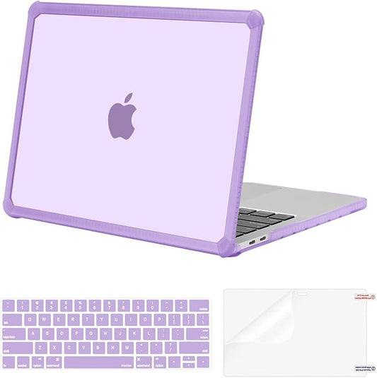 MOSISO Compatible with MacBook Pro 13 inch Case M2 2025-2016 A2338 M1 A2251 A2289 A2159 A1989 A1708 A1706, Anti-Cracking Heavy Duty Plastic TPU Bumper Hard Case&Keyboard Skin&Screen Film, Purple