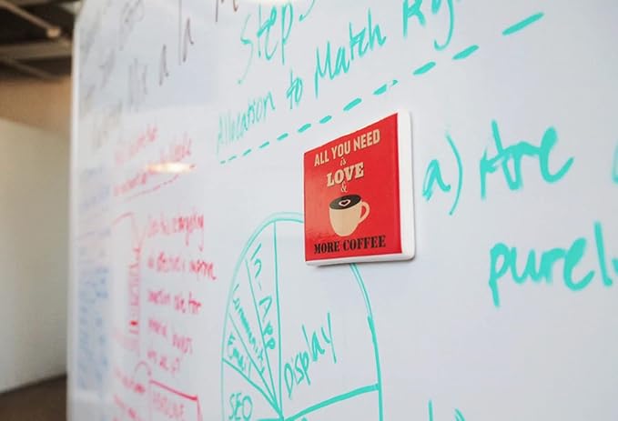 DivideWrite Mobile Whiteboard | Double Sided Dry Erase Board | Portable Office Cubicle Partition | Display for Classrooms, Conference Rooms, Meeting Areas and More | Red Fabric 5' Wide X 6' Tall