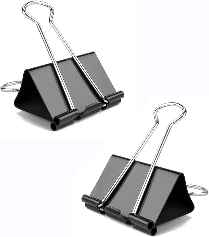 Medium Binder Clips, 48 Pack, 1-1/4 Inch, Standard 32mm, Black, Capacity 0.6 Inch, Medium Clips, Fold Clamp, Binder Clips Medium Size, Office Supplies