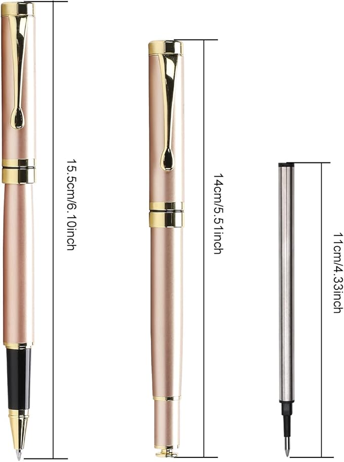 YIVONKA Personalized custom pen Luxury pens Free Engraving roller Ballpen,Ballpoint pen,office ballpoint pen, Black Ink,Gifts for Men,Women, Classy Gift Box (Rose Gold)