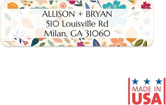 Multicolored Floral Print Rolled Address Labels / 500 Personalized Return Address Labels/Designer Address Stickers in Elegant Plastic Dispenser