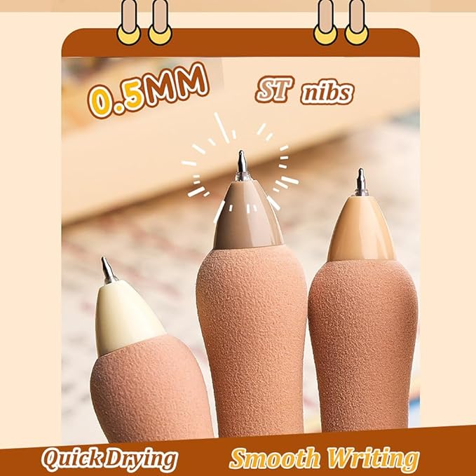 Cute Gel Pens 5Pcs Retractable Quick Dry Ink Pens 0.5mm Fine Point Black Ink Kawaii Smooth Writing Pens for School Office Supplies Aesthetic pretty pens (Cute Capybara)
