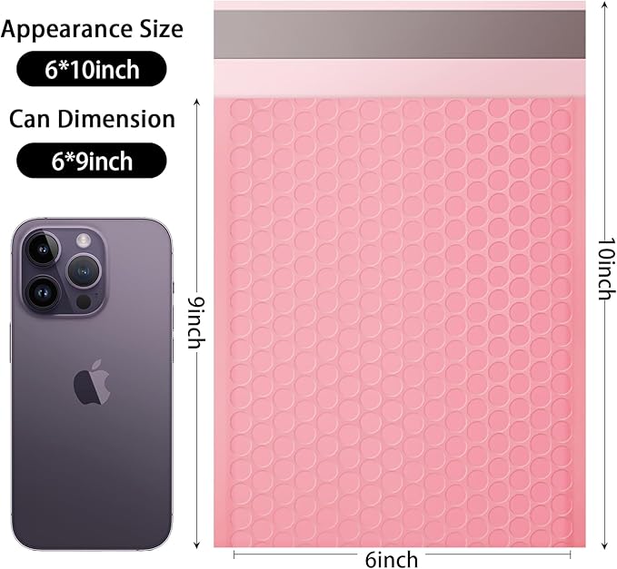 packbabol Bubble Mailers, 6x9 Inch Padded Bubble Mailers Pack of 50 Bubble Envelopes Opaque Self Seal Adhesive Waterproof Bags for Shipping and Packaging (Pink, 6x9-50)