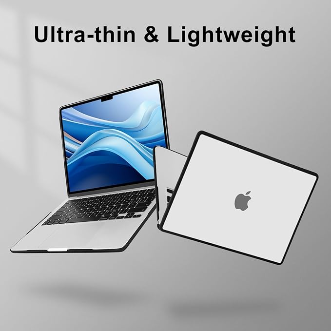 MOSISO Compatible with MacBook Air 13 inch Case 2025-2022 M4 A3240 M3 A3113 M2 A2681, Soft TPU Frame Bumper Anti-Cracking Hard Case&Keyboard Skin&Screen Film for MacBook Air 13.6 inch, Translucent