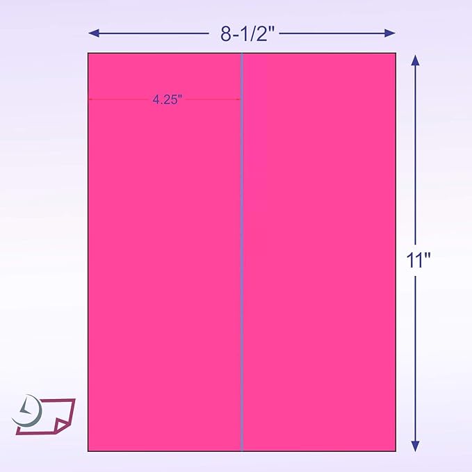 NextDayLabels - 8-1/2 x 11 Neon Color High Light Fluorescent Labels for Laser & Inkjet Printer (Pink Fluorescent, 4-1/4" x 11" - 2 Per Page | 50 Labels)