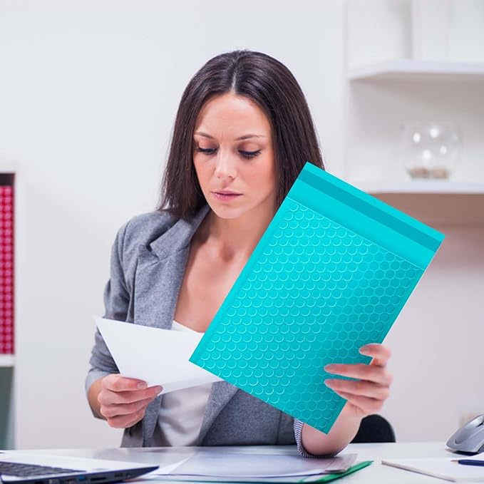 packbabol Bubble Mailers, 8.5x11 Inch Poly Padded Bubble Mailers Pack of 50 Bubble Envelopes Opaque Self Seal Adhesive Waterproof Bags for Shipping and Packaging (Teal)