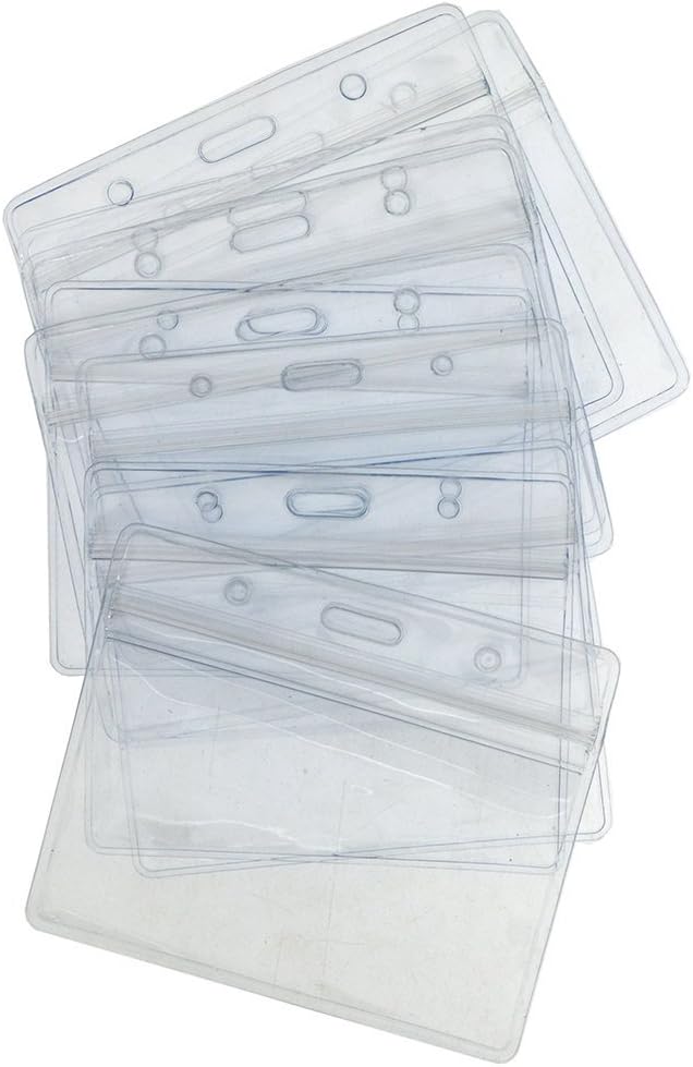 Name Tags Lanyard Badge Holder Pairs (Set of 50, Black): Woven Round Lanyard & Horizontal Sealable Waterproof Clear Plastic ID Card Name