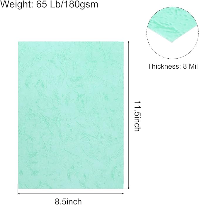 MECCANIXITY 100pcs A4 8-1/2 x 11.5 Inch Presentation Binding Covers Letter Size Leather Textured Grain Paper Un-Punched for Business Reports, Pale Blue