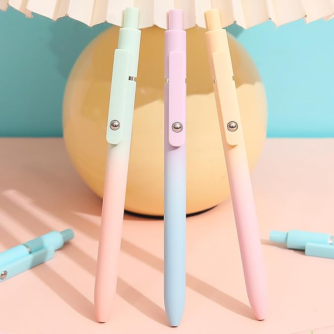 Gel Pens, 5Pcs 0.7mm Fine Point Black Ink Pens With Smooth Wirting,Office Desk Accessories,Quick Dry Pens For Journaling,Ballpoint for School Supplies, Gift for Women Men Student(Gradient)